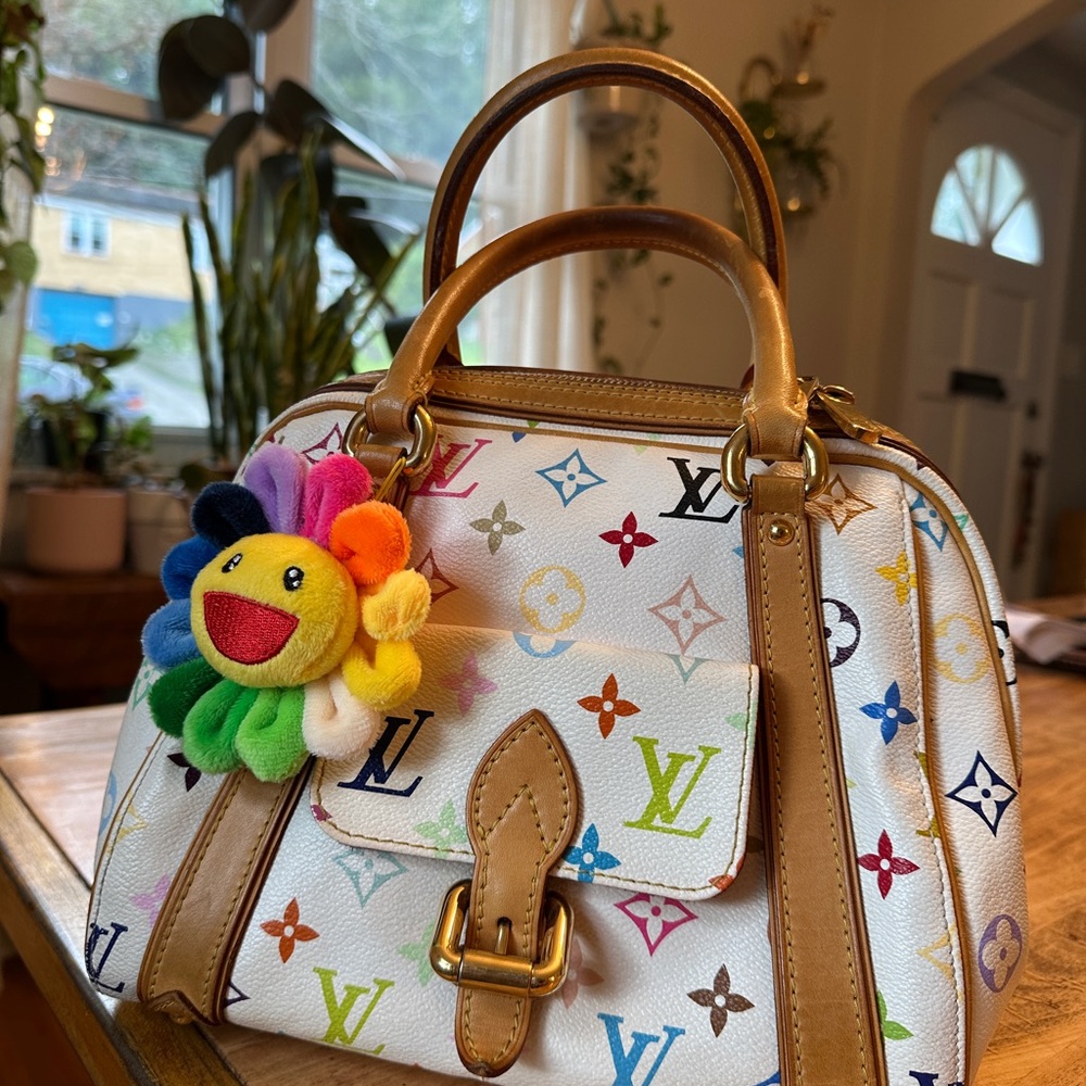 Louis Vuitton White Multicolor Monogram Satchel Vintage Priscilla - Picture 6 of 12